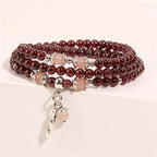 Fortune Jewel Natural Garnet Strawberry Quartz Green Beans PiXiu Protection Triple Wrap Bracelet