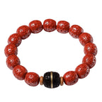 Fortune Jewel Natural Cinnabar Ebony Calm Blessing Bracelet