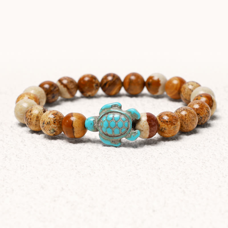 Fortune Jewel Natural Stone Sea Turtle Turquoise Blessing Bracelet