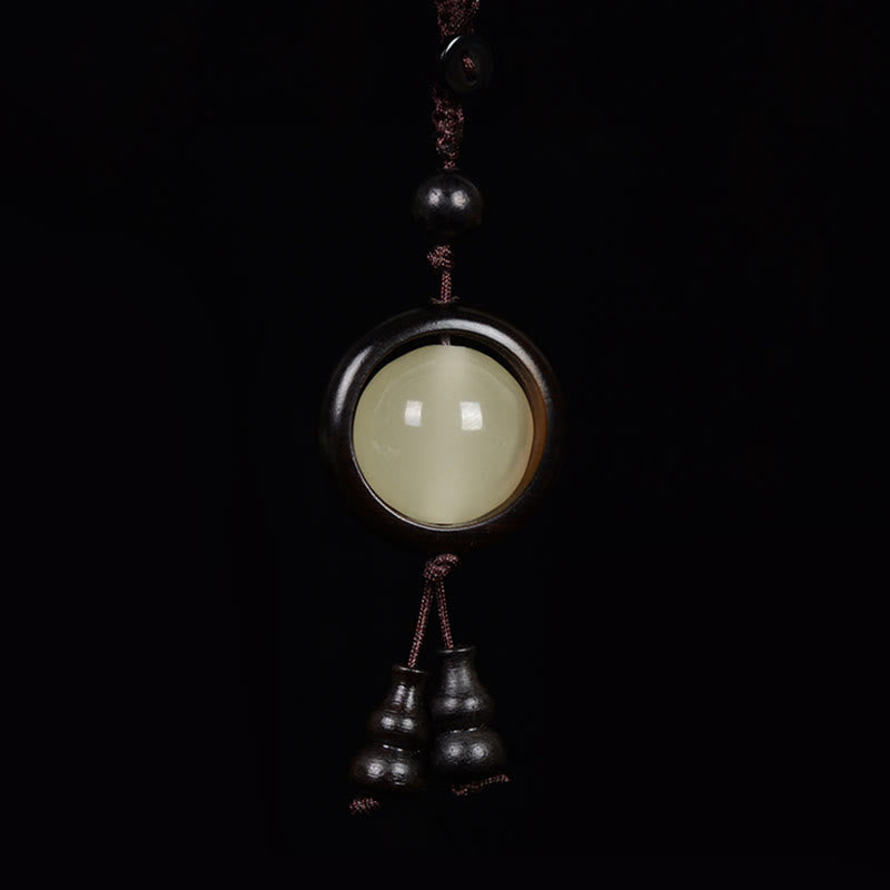 Fortune Jewel Red Sandalwood Ebony Wood Green Sandalwood Luminous Lucky Bead Gourd Peace Key Chain