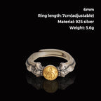 Fortune Jewel 925 Sterling Silver Manjusri Mantra Om Mani Padme Hum Peace Adjustable Ring