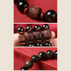 Fortune Jewel Natural Gold Sheen Obsidian Rainbow Obsidian Om Mani Padme Hum Fu Character Healing Bracelet