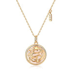 Buddha Stones 925 Sterling Silver Tridacna Stone Year of the Dragon Fu Character Luck Strength Necklace Pendant