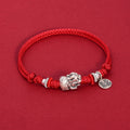 Fortune Jewel 925 Sterling Silver PiXiu Fu Character Wealth Luck Handmade Braided Bracelet