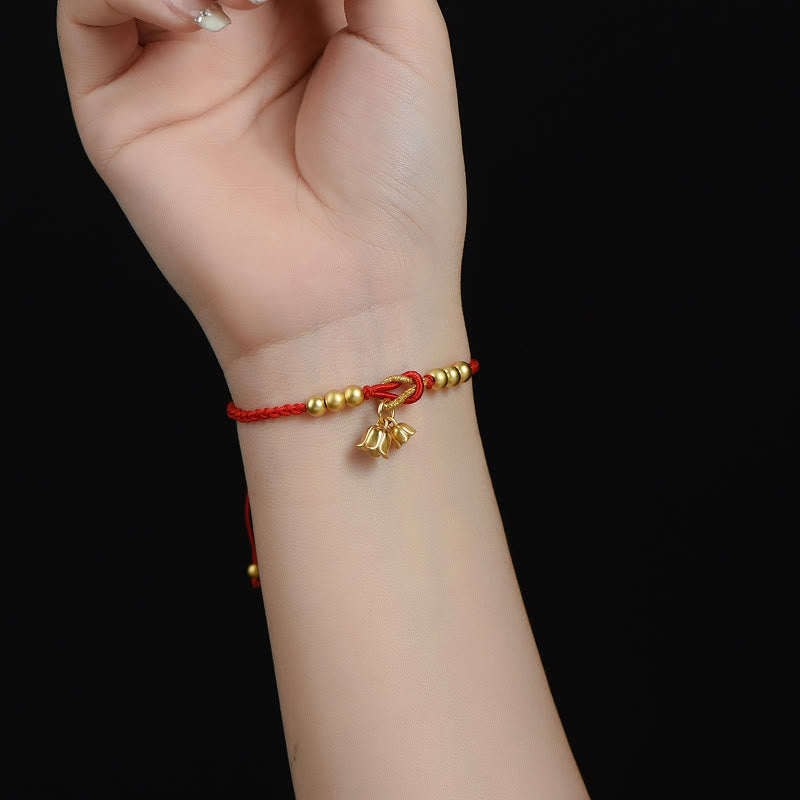 Fortune Jewel Handcrafted Lily Of The Valley Flower Charm Design Luck Protection Braided Bracelet