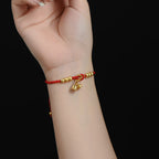 Fortune Jewel Handcrafted Lily Of The Valley Flower Charm Design Luck Protection Braided Bracelet