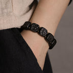 Fortune Jewel Retro Ebony Wood Texture Style Copper Peace Balance Bracelet
