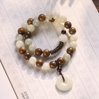 Fortune Jewel Bodhi Seed Green Sandalwood Lotus Peace Buckle Harmony Double Wrap Bracelet