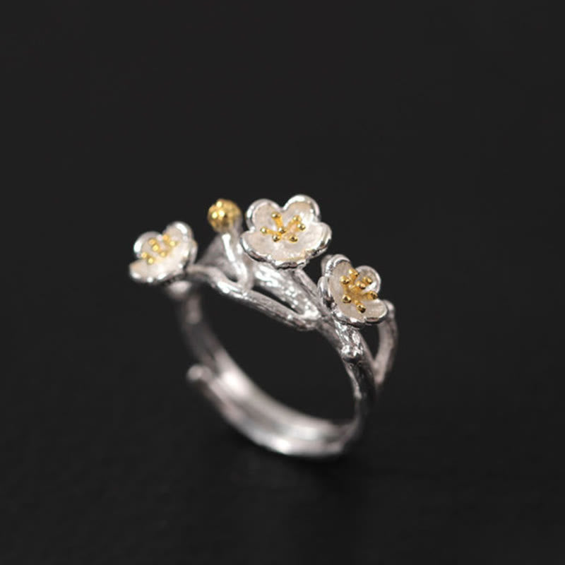 Fortune Jewel 925 Sterling Silver Plum Blossom Floral Blessing Earrings