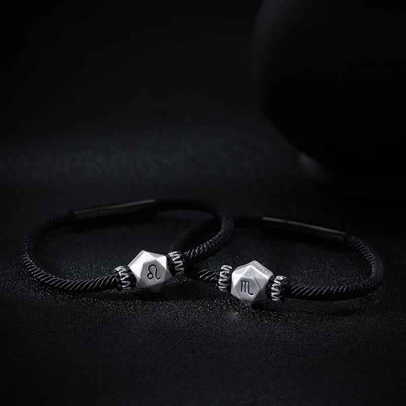 Fortune Jewel 999 Sterling Silver 12 Constellations of the Zodiac Protection Handmade String Bracelet