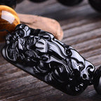 Fortune Jewel Natural Black Obsidian PiXiu Tiger's Eye Strength Bracelet