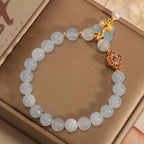 Fortune Jewel Aquamarine Cat's Eye Healing Butterfly Pearl Charm Bracelet