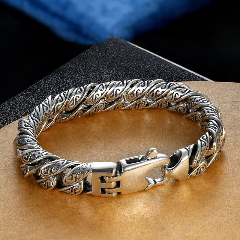 Fortune Jewel Vintage Tang Dynasty Flower Design Carved Luck Bracelet