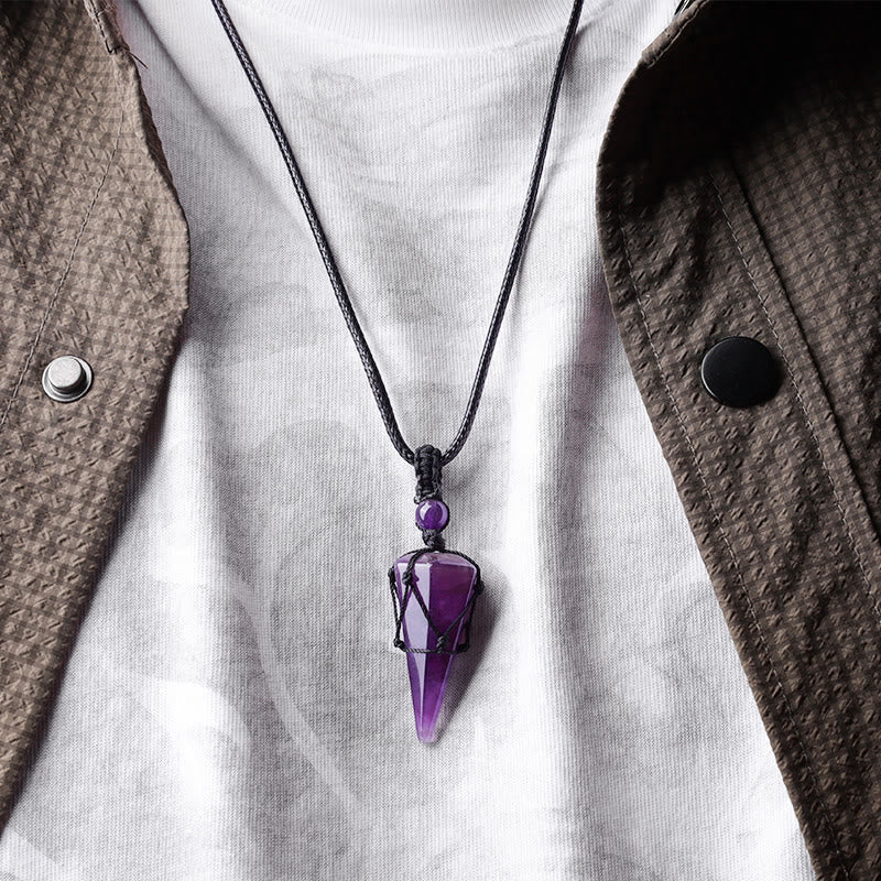 Fortune Jewel Natural Stone Pointed Pendant Necklace