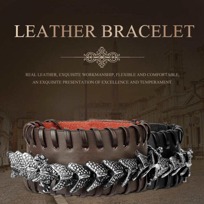 Fortune Jewel Dragon Leather Protection Weave Bracelet Fortune Jewel