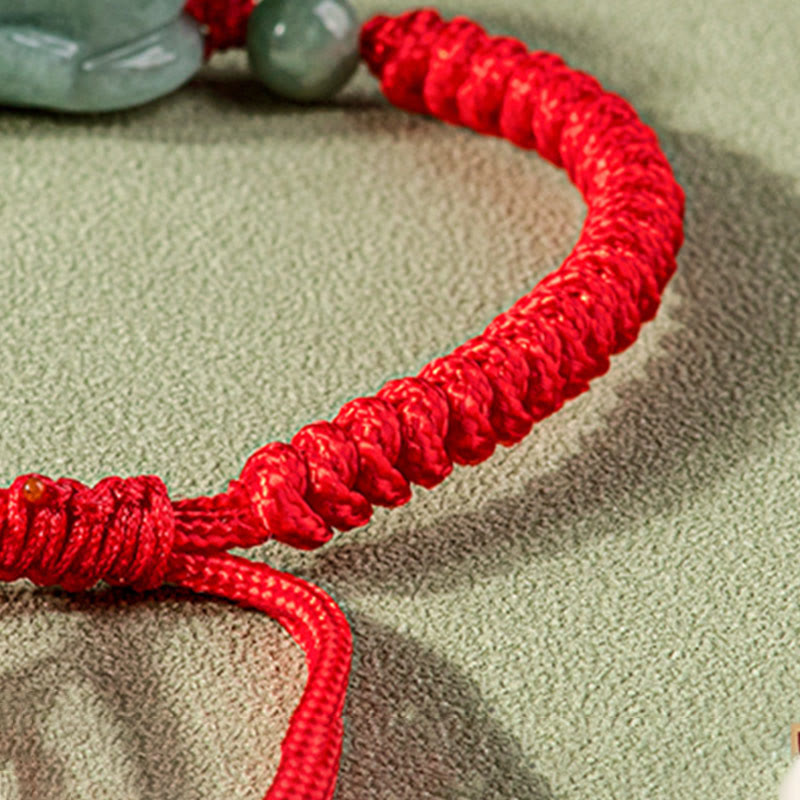 Fortune Jewel Handmade Natural Jade PiXiu Protection King Kong Knot Braided String Bracelet