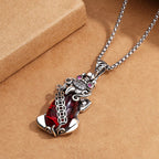 Fortune Jewel PiXiu Garnet Copper Coin Wealth Luck Necklace Pendant