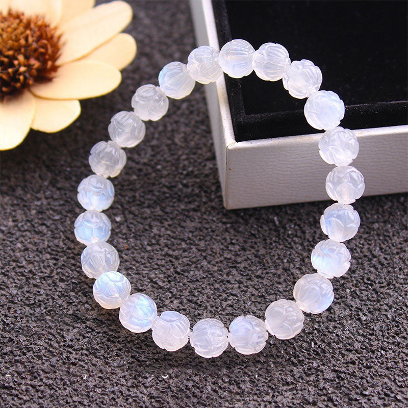 Fortune Jewel Natural Moonstone Lotus Love Bracelet
