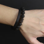 Fortune Jewel Lava Rock Ebony Wood Tiger Eye Support Healing Bracelet