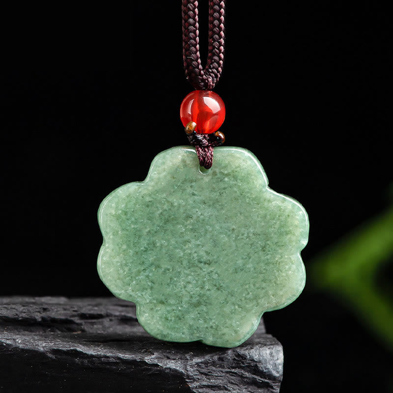 Fortune Jewel Natural Lucky Four Leaf Clover Jade Prosperity Necklace Pendant