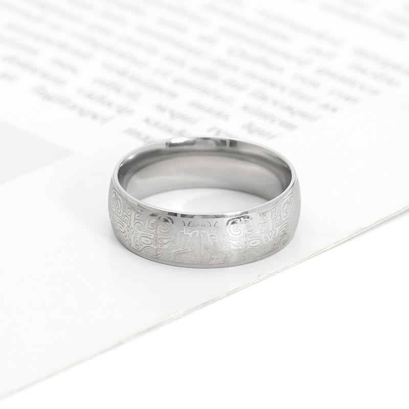 Fortune Jewel Lucky Mythological Creature Taotie Wealth Titanium Steel Ring