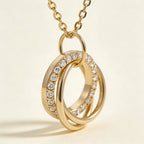 Gold Double Circle Cubic Zirconia Necklace for Women