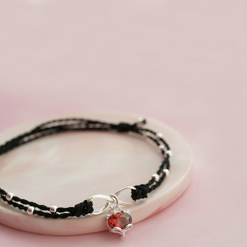 Fortune Jewel Love Heart Infinity Symbol Braided String Anklet