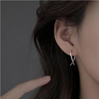 Fortune Jewel Geometric Cross Design Luck Hoop Earrings
