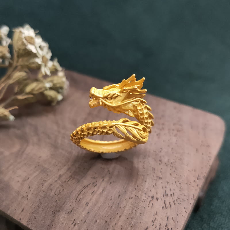 Fortune Jewel Golden Dragon Success Strength Ring Fortune Jewel