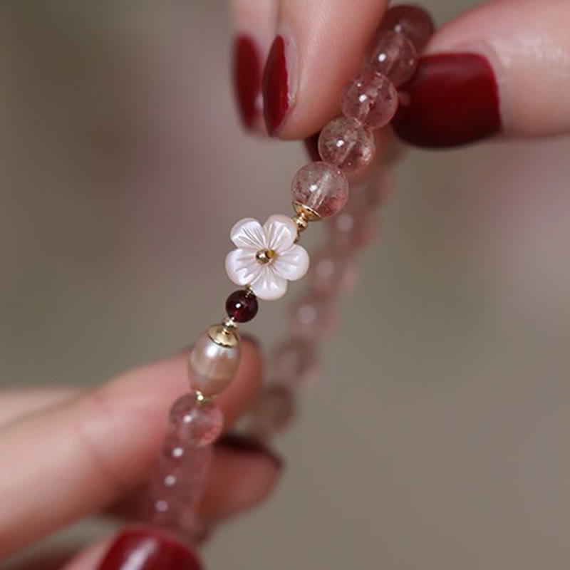 Fortune Jewel Strawberry Quartz Peach Blossom Love Bracelet