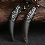 Fortune Jewel Natural Ice Obsidian Wolf Tooth Pattern Courage Necklace Pendant
