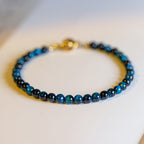 Fortune Jewel Natural Blue Tiger Eye Stone Protection Chain Bracelet