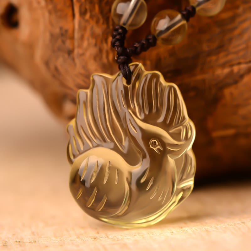 Fortune Jewel Natural Amethyst White Crystal Citrine Nine Tailed Fox Luck Necklace Pendant