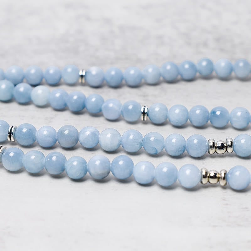 Fortune Jewel 108 Mala Beads Aquamarine Healing Bracelet