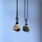 Fortune Jewel Natural Silver Sheen Obsidian Dancing Lion Protection Necklace Pendant