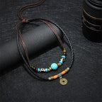 Fortune Jewel Turquoise Dzi Bead Protection Necklace