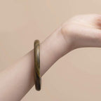 Fortune Jewel Tibetan Small Leaf Red Sandalwood Ebony Green Sandalwood Protection Bracelet Bangle