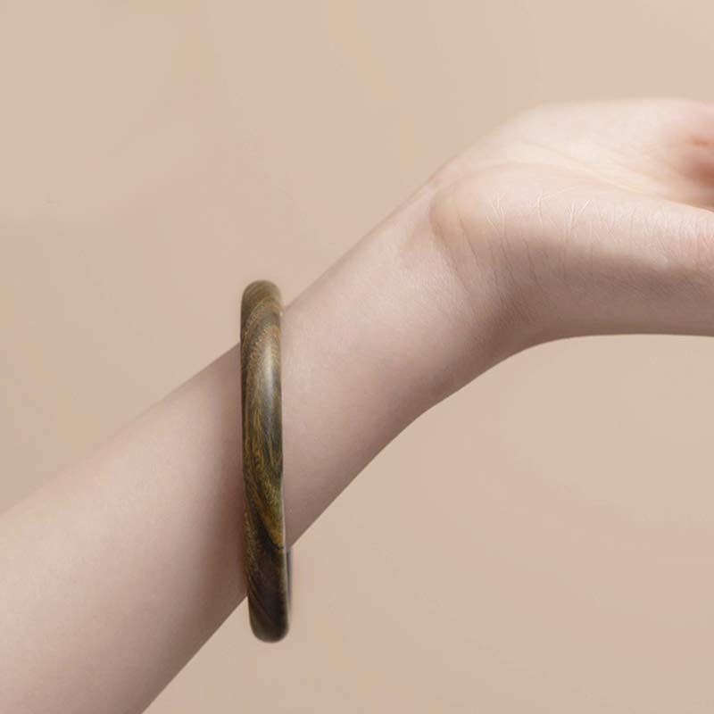 Fortune Jewel Tibetan Small Leaf Red Sandalwood Ebony Green Sandalwood Protection Bracelet Bangle