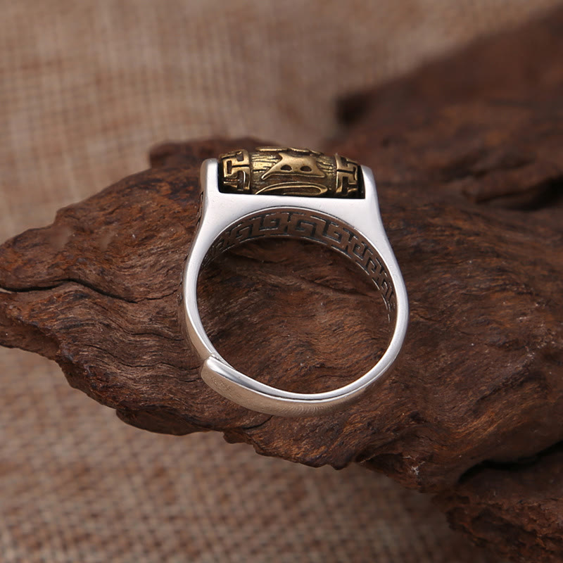 Fortune Jewel Tibet Om Mani Padme Hum Carved Design Purity Rotatable Ring