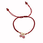 Fortune Jewel Strawberry Quartz Crystal Endless Knot Love Healing Red String Weave Bracelet