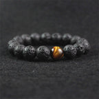 Fortune Jewel Lava Rock Tiger Eye Stone Peace Healing Bracelet