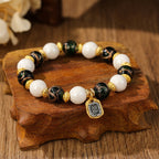 Fortune Jewel Tibetan Zakiram Goddess of Wealth Charm Liuli Glass Incense Ash Porcelain Bead Protection Bracelet