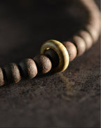 Tibetan Green Sandalwood Nine-Eyed Dzi Beads Bracelet