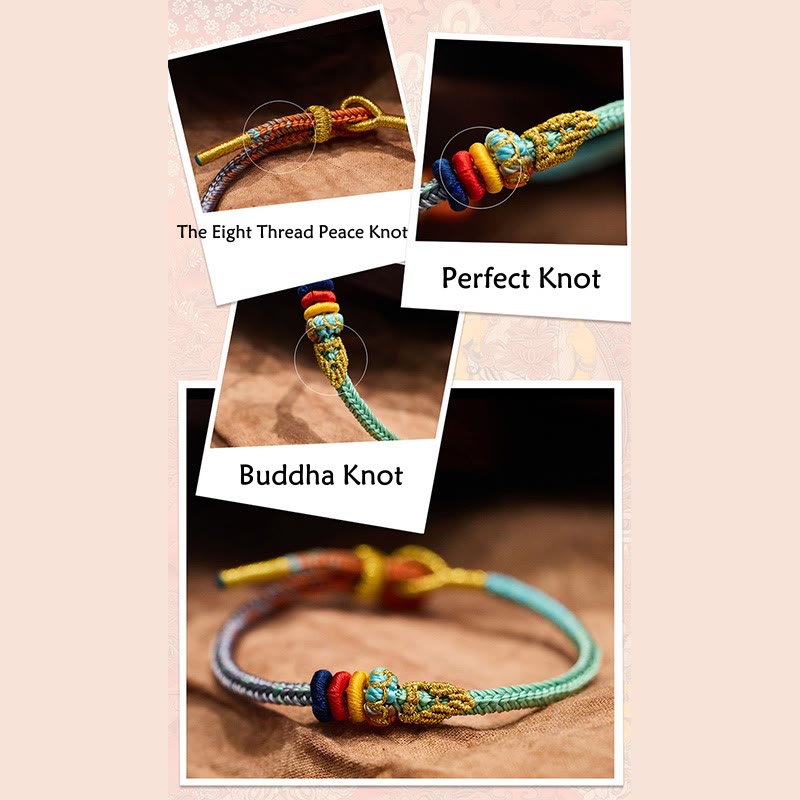 Fortune Jewel Colorful Rope Eight Thread Peace Knot Luck Handmade Bracelet
