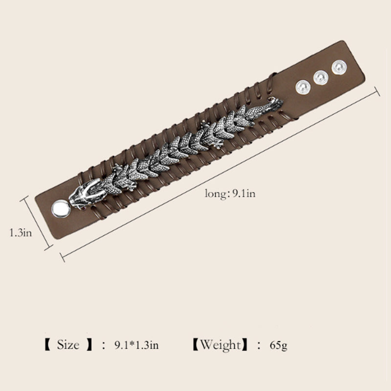 Fortune Jewel Dragon Leather Protection Weave Bracelet Fortune Jewel