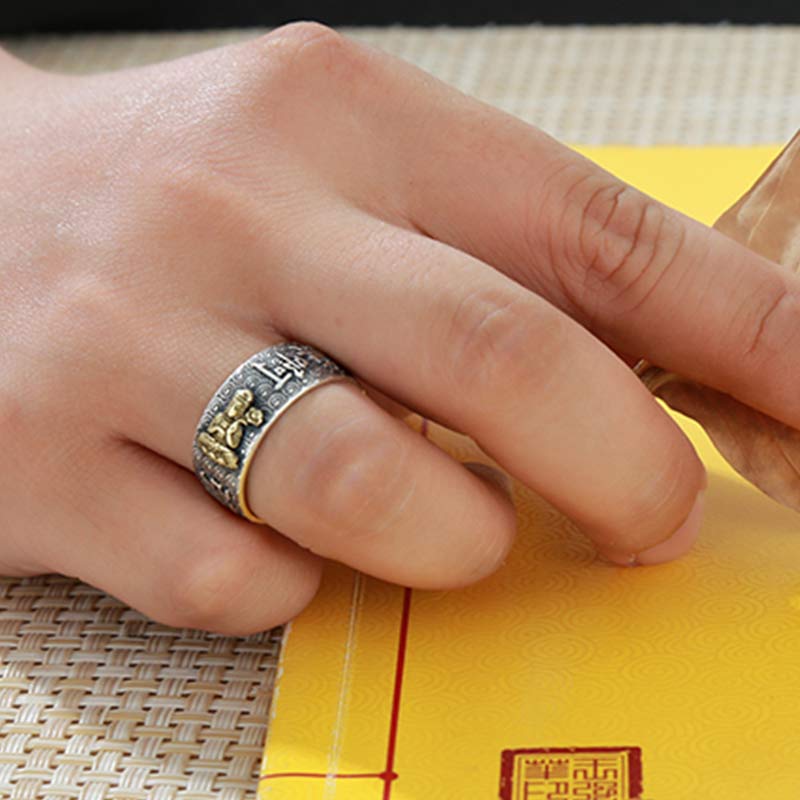 Fortune Jewel Chinese Zodiac Natal Buddha Wealth Luck Adjustable Ring Fortune Jewel