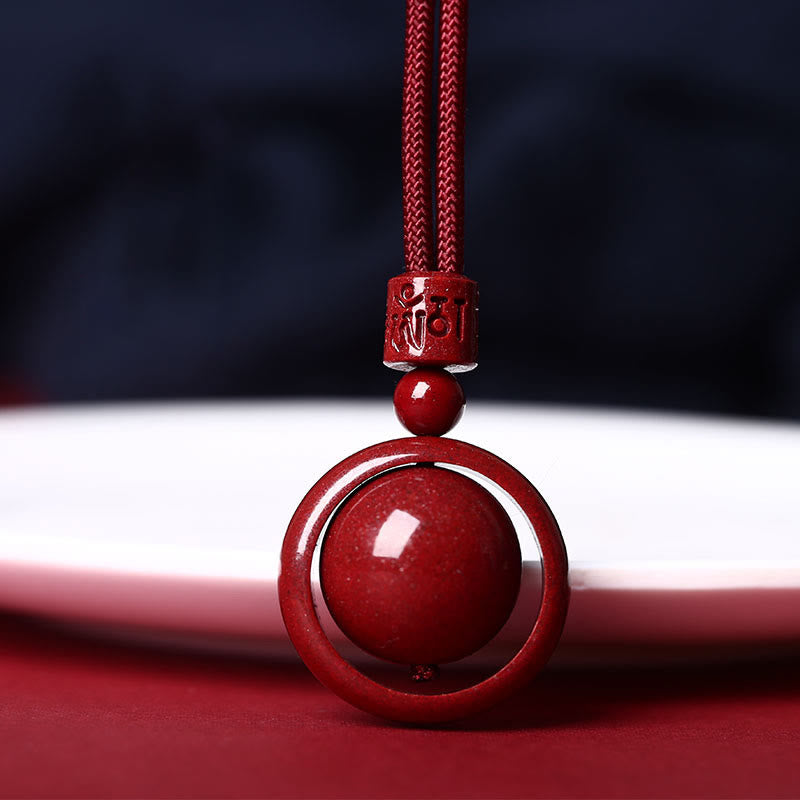 Fortune Jewel Cinnabar Om Mani Padme Hum PiXiu Blessing Lucky Bead Necklace Pendant