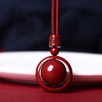 Fortune Jewel Cinnabar Om Mani Padme Hum PiXiu Blessing Lucky Bead Necklace Pendant