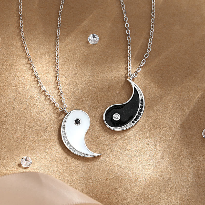 Fortune Jewel 925 Sterling Silver Yin Yang Symbol Harmnoy Necklace Pendant Fortune Jewel