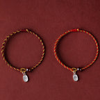 Fortune Jewel Handcrafted Red Gold Rope Lotus Peace And Joy Charm Braid Bracelet